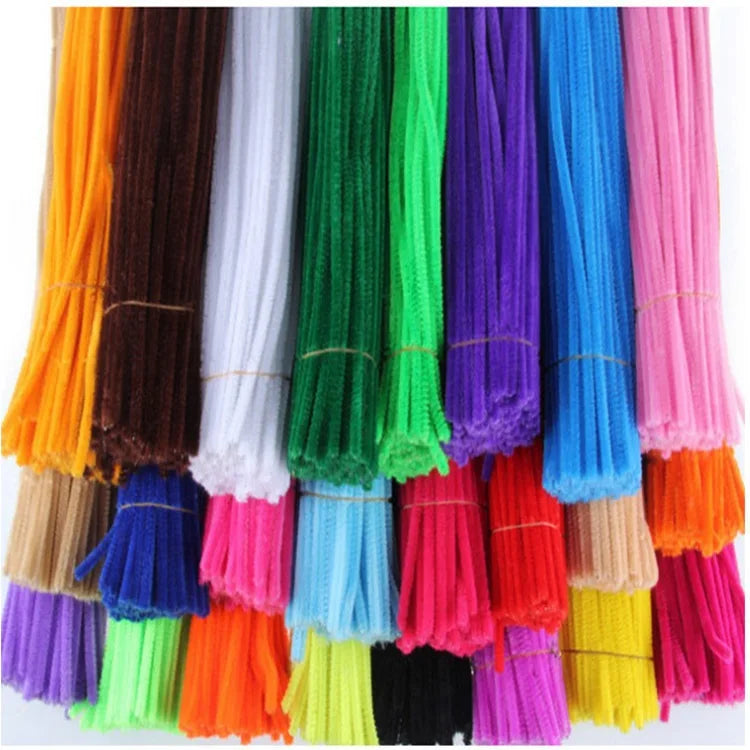 50pcs Chenille Stem Pipe Kids DIY Creative Toys Chenille Sticks Cleaners Kindergarten Educational Handmade Material Plush Strips