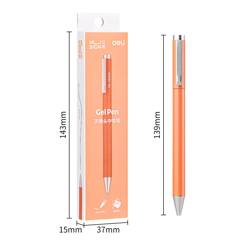 Xiaomi Deli Metal Gel Pen Rollerball Caneta ручка Ballpoint 0.5MM Signing Pens for Office Students Business Stationary Supplies