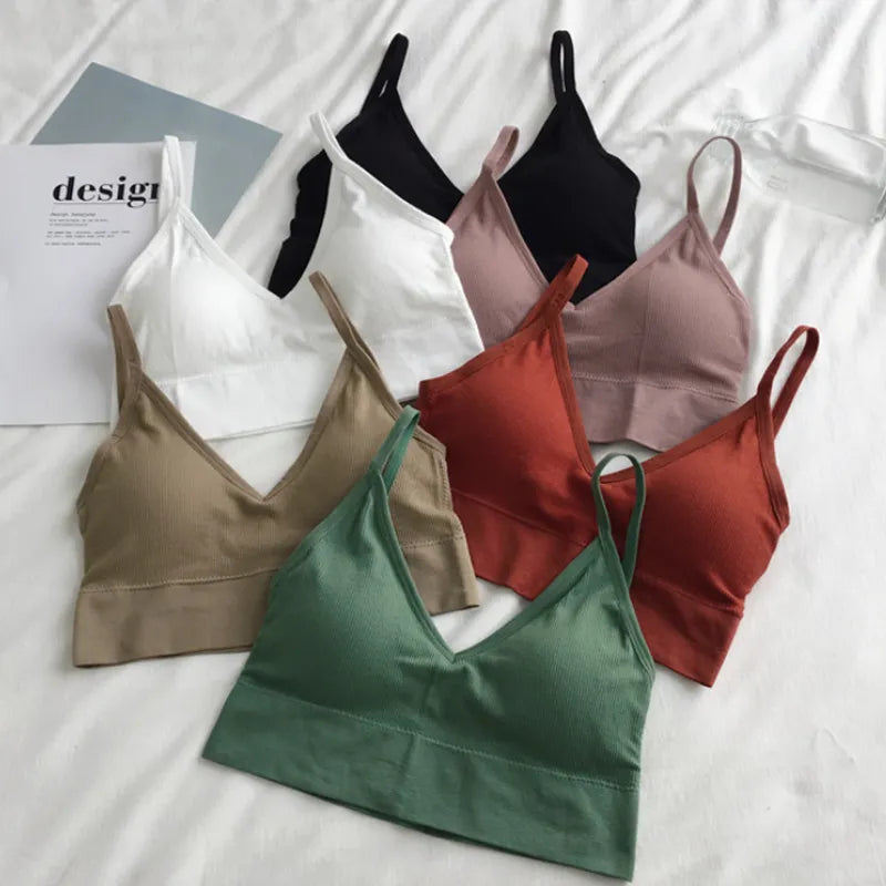 Women Crop Tops Bra Tube Top Female Streetwear Sleeveless Seamless Sports Bra Crop Camis Top Tee Bandeau Top Basic Tank