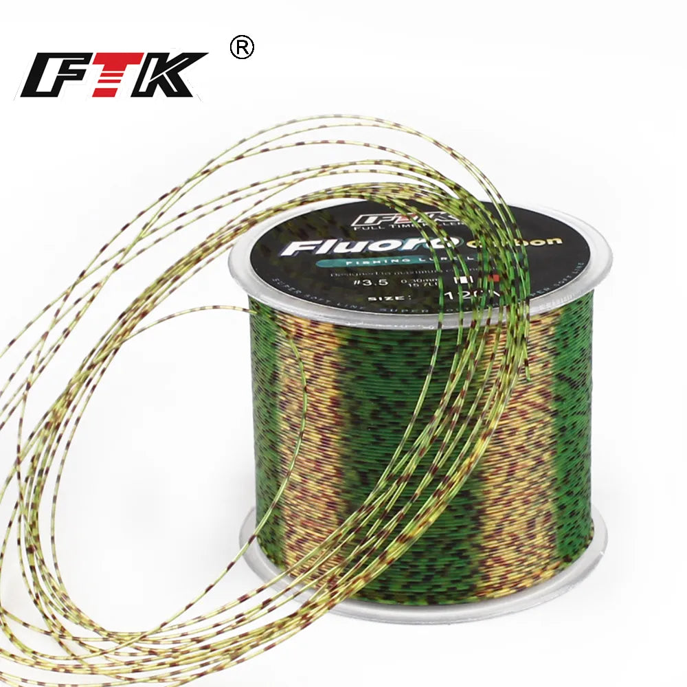 FTK 120m Super Strong Lnvisib Fish Line Speckle Carp Fluorocarbon Fishing Line 3D Monofilament 4.13LB-34.3LB Fishing Accessories