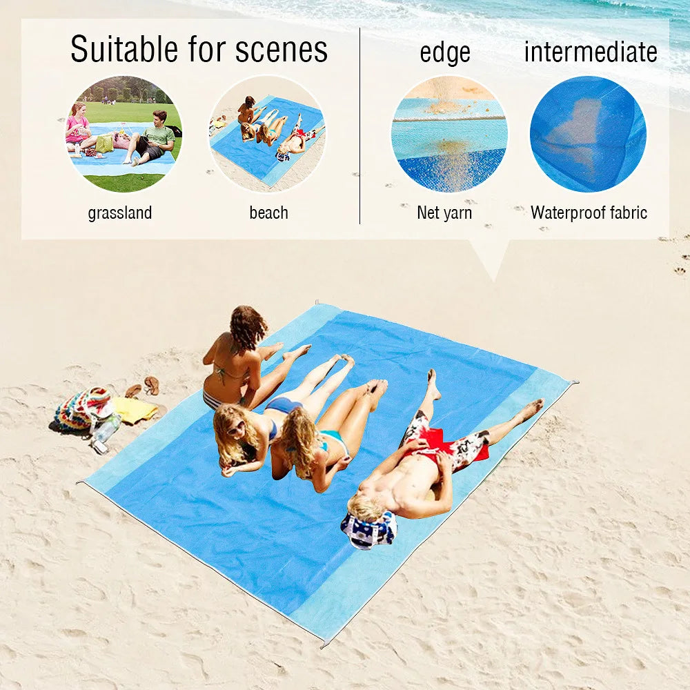 Sand Free Beach Towel Portable Blue beach Towels Anti-slip Sand Mats Polyester Outdoor Towel for Beach support drop ship