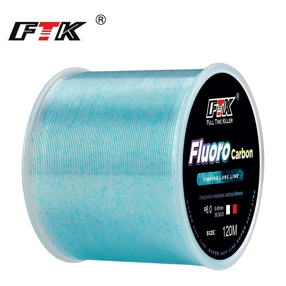 FTK 120m Super Strong Lnvisib Fish Line Speckle Carp Fluorocarbon Fishing Line 3D Monofilament 4.13LB-34.3LB Fishing Accessories