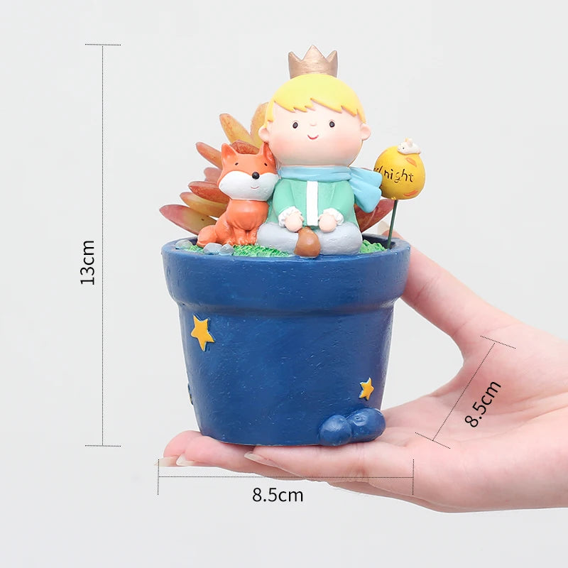 Little Prince Planter for Succulents Cactus Plants, Flower Pot for Mini Bonsai Fairy Garden Ornaments, Home Tabletop Decoration