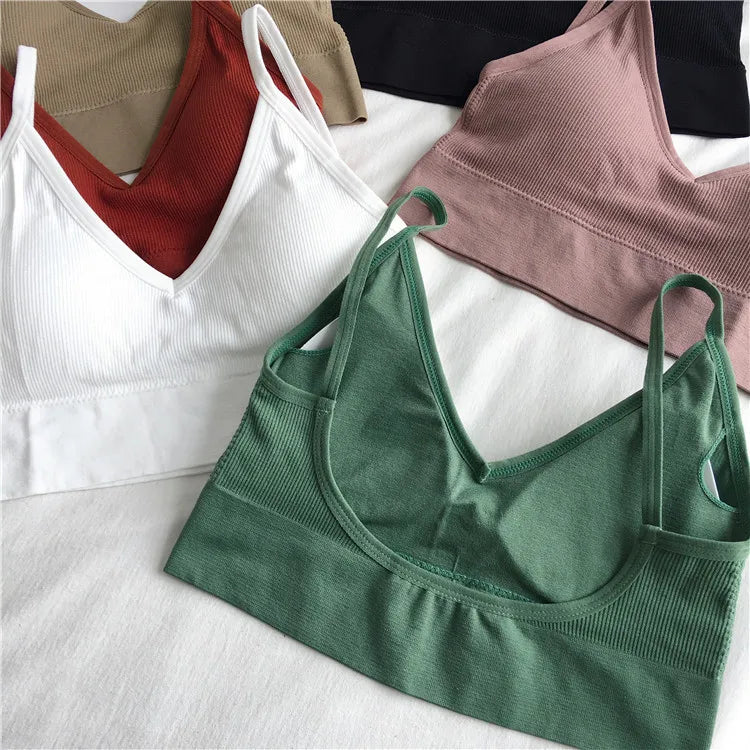 Women Crop Tops Bra Tube Top Female Streetwear Sleeveless Seamless Sports Bra Crop Camis Top Tee Bandeau Top Basic Tank