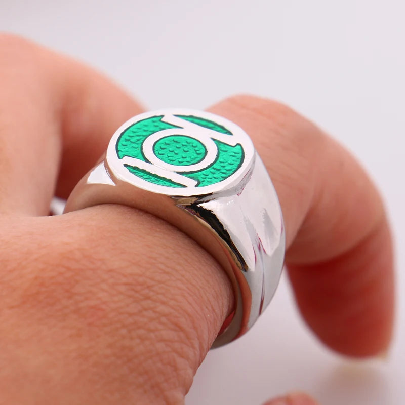 Dc Comics Super Hero Ring Green Lantern Rings For Movie Trendy Jewelry Men And Women Wholesale Enamel Power Ring Men Gift