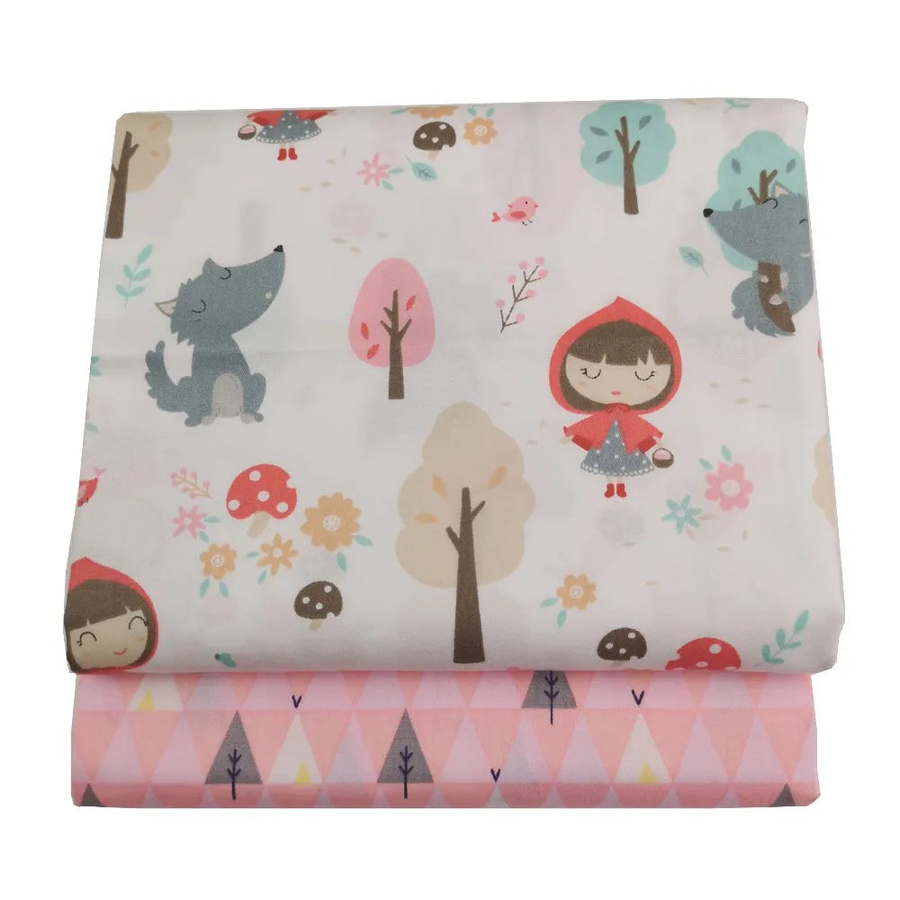 Syunss Cute Little Red Riding Hood Print Cotton Fabric DIY Handmade Sewing Patchwork Baby Cloth Bedding Textile Quilting Tissus