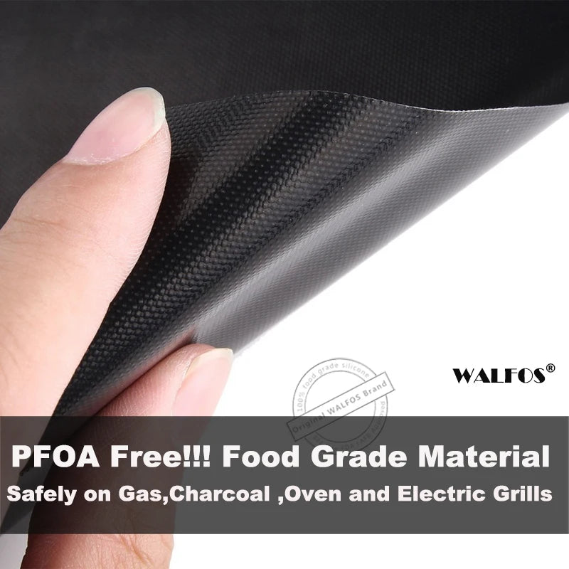 WALFOS 0.2mm Thick Ptfe Barbecue Grill Mat 33*40cm Non-Stick Reusable Baking BBQ Grill Mats Sheet Grill Foil BBQ Liner