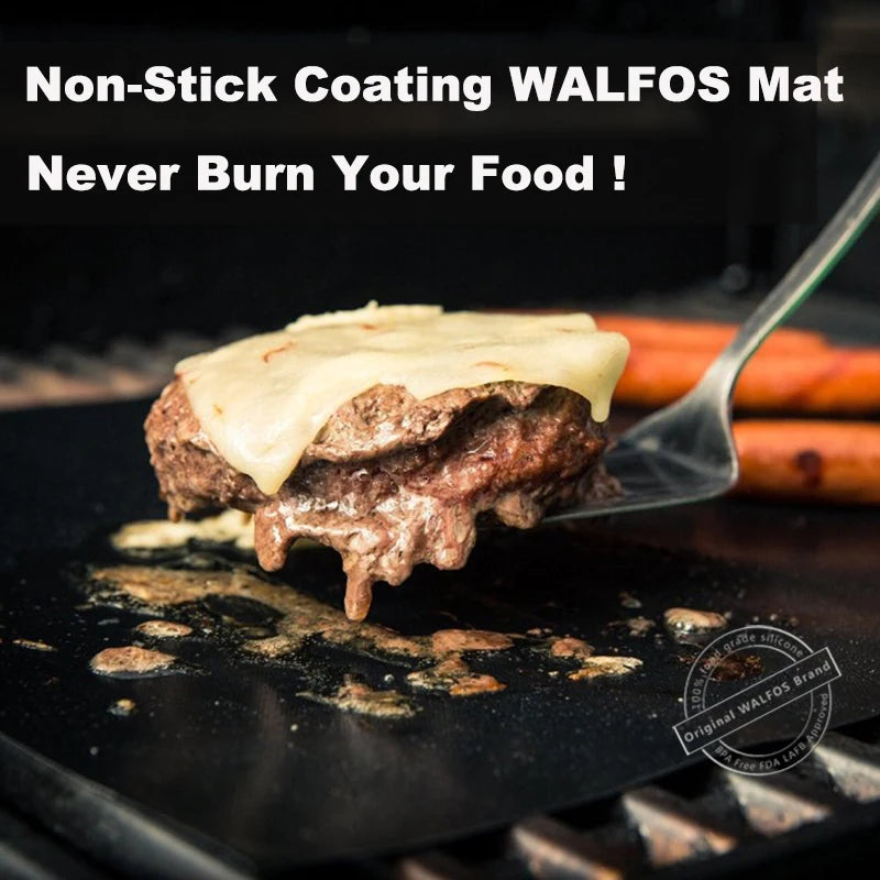 WALFOS 0.2mm Thick Ptfe Barbecue Grill Mat 33*40cm Non-Stick Reusable Baking BBQ Grill Mats Sheet Grill Foil BBQ Liner