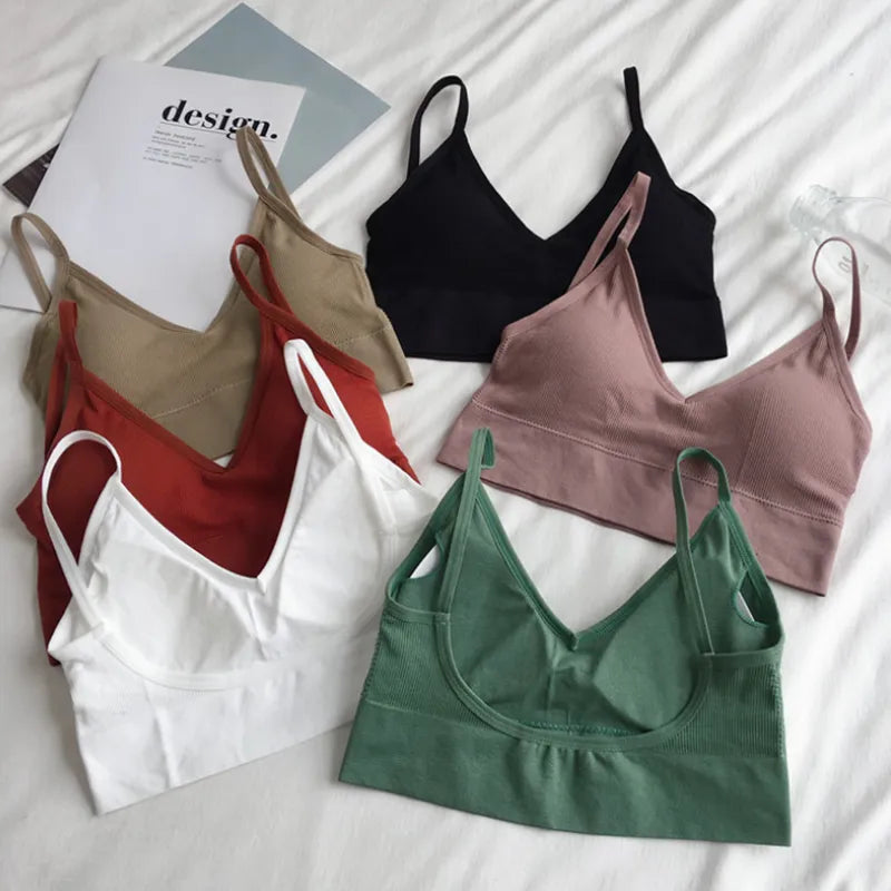 Women Crop Tops Bra Tube Top Female Streetwear Sleeveless Seamless Sports Bra Crop Camis Top Tee Bandeau Top Basic Tank