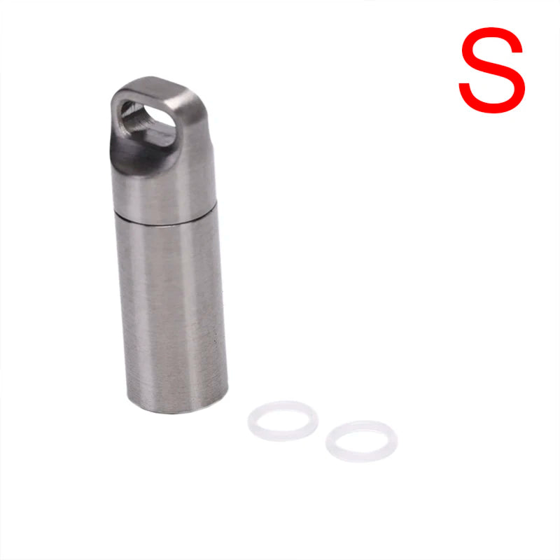 S M L Mini Waterproof Capsule Seal Bottle Stainless Steel Outdoor Survival Pill Box Container Capsule Pill Bottle Tank