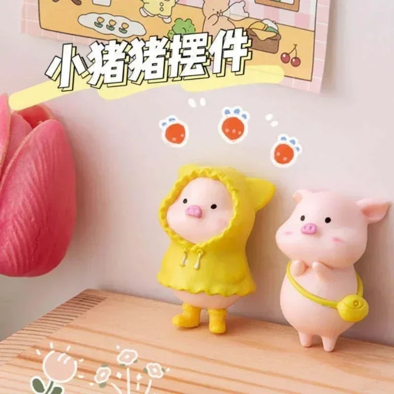 Cute Cartoon Pink Pig Figurine Miniaturas Ornament Resin Piggy Statue Collection Toy Fairy Garden Mini Miniatures