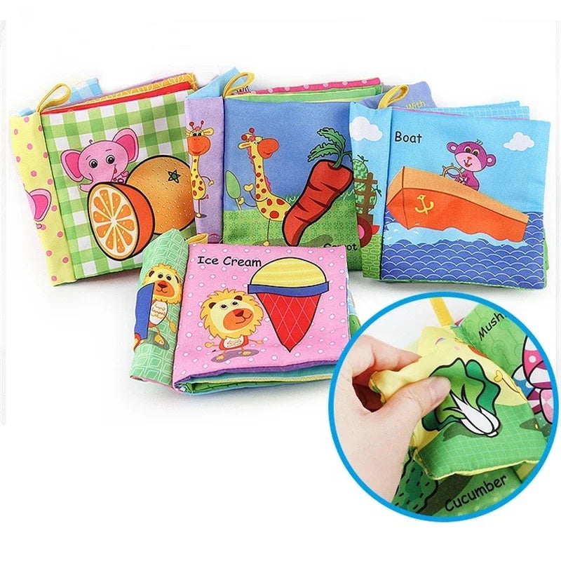 0-12 Months Baby Cloth Book Fruits Animals Cognize Puzzle Book Infant Kids Early Learning Educational Fabric Books Toys