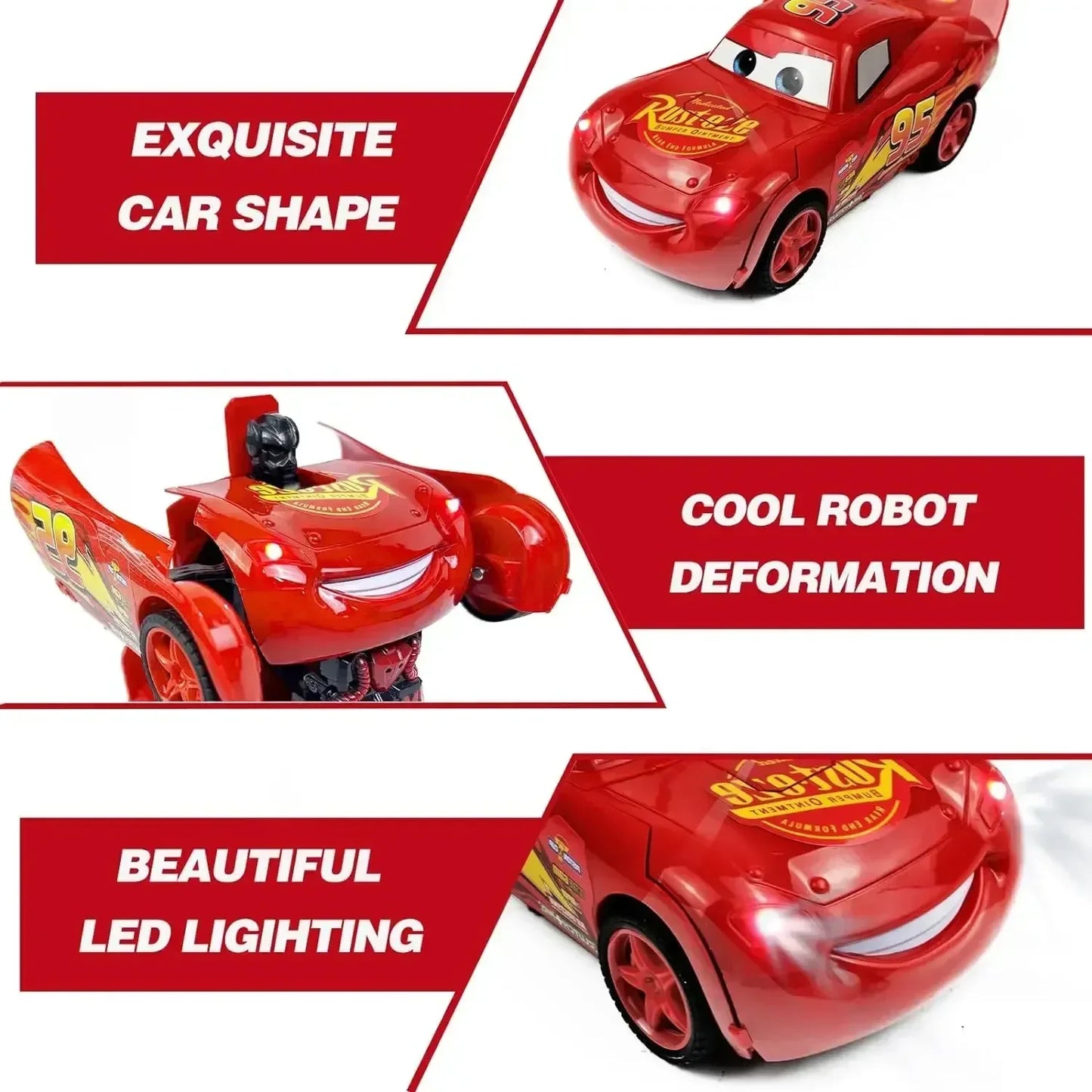 Disney Lightning Mcqueen Remote Control Car 2in1 Transform Robot Rc Deformation Car Anime Model One Button High Speed Kids Toys