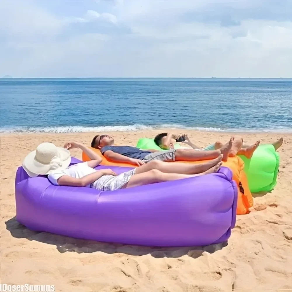 Inflatable Sofa Portable Beach Sofa Lazy Bed Chair Foldable Lounge Couch Sleeping Bed Camping Air Mattress Garden Furniture