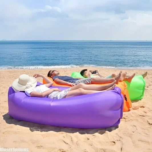 Inflatable Sofa Portable Beach Sofa Lazy Bed Chair Foldable Lounge Couch Sleeping Bed Camping Air Mattress Garden Furniture