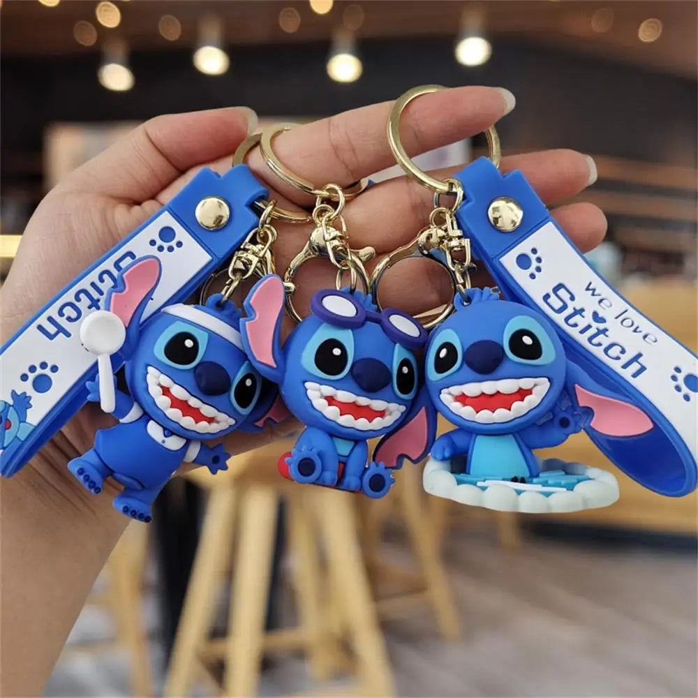 Cartoon Anime Disney Keychain Mickey Mouse Minnie Lilo & Stitch Keyring Key Chain Car Pendant Kids Toys Gifts Wholesale