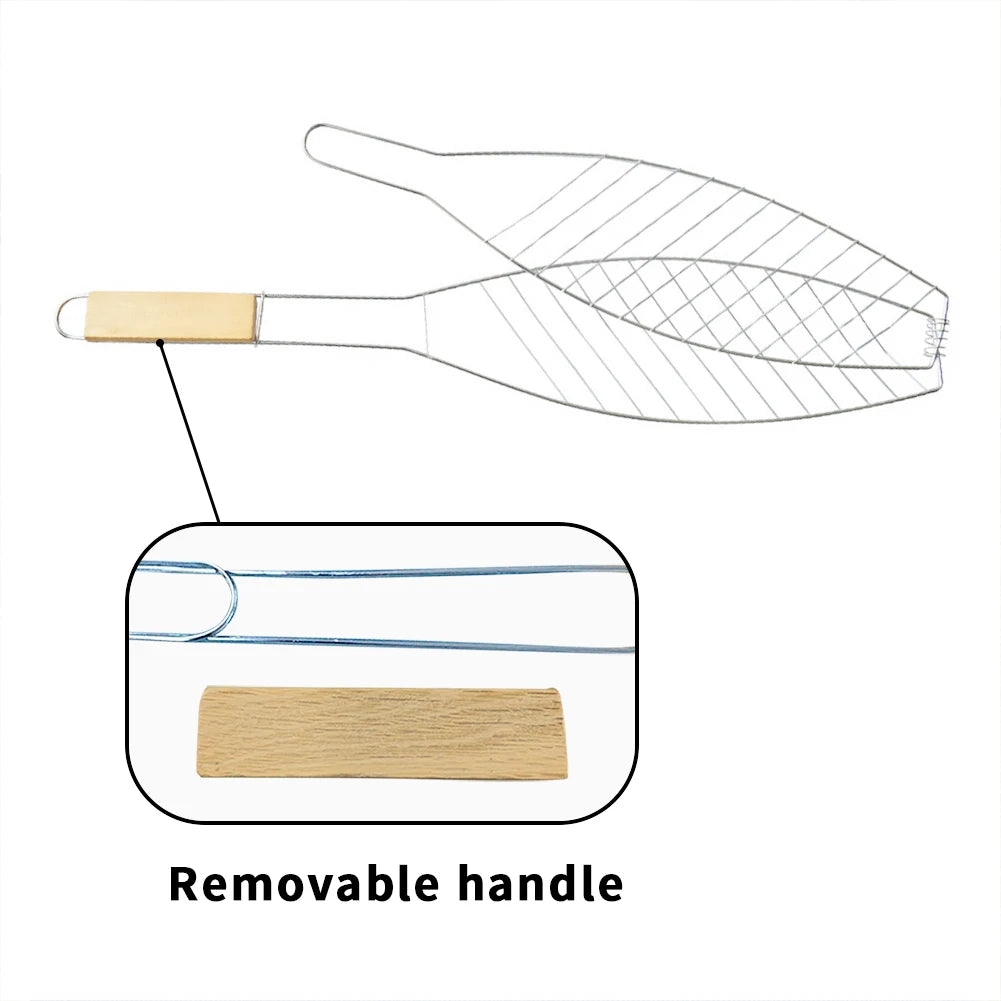 Fish Grilling Basket Flexible Non stick Fish Barbecue Net Clip with Folding Handle Outdoor Camping BBQ Tool Portable Burger Mesh