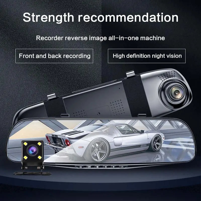 GYIOEUPT 4.2-inch Large Rear View Mirror Tachograph Dual Lens HD 1080P Automotive General Purpose Video Recorder