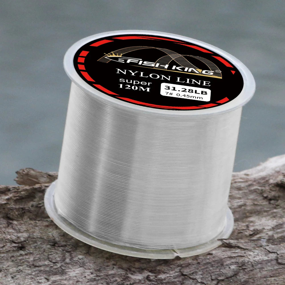 FISH KING 120M Super Strong Monofilament Fishing Line Japan 0.14-0.60MM 4.13-34.32LB Nylon Line Carp Fishing Accessories