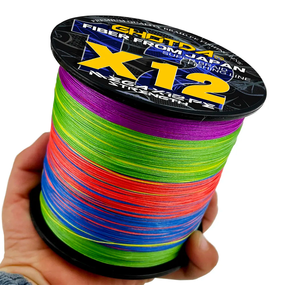 GHOTDA 12 Strands Sea Fishing Boat Wear-resisting 100/300M Super Strong 0.16MM-0.55MM PE Braide Multifilament Fishing Line