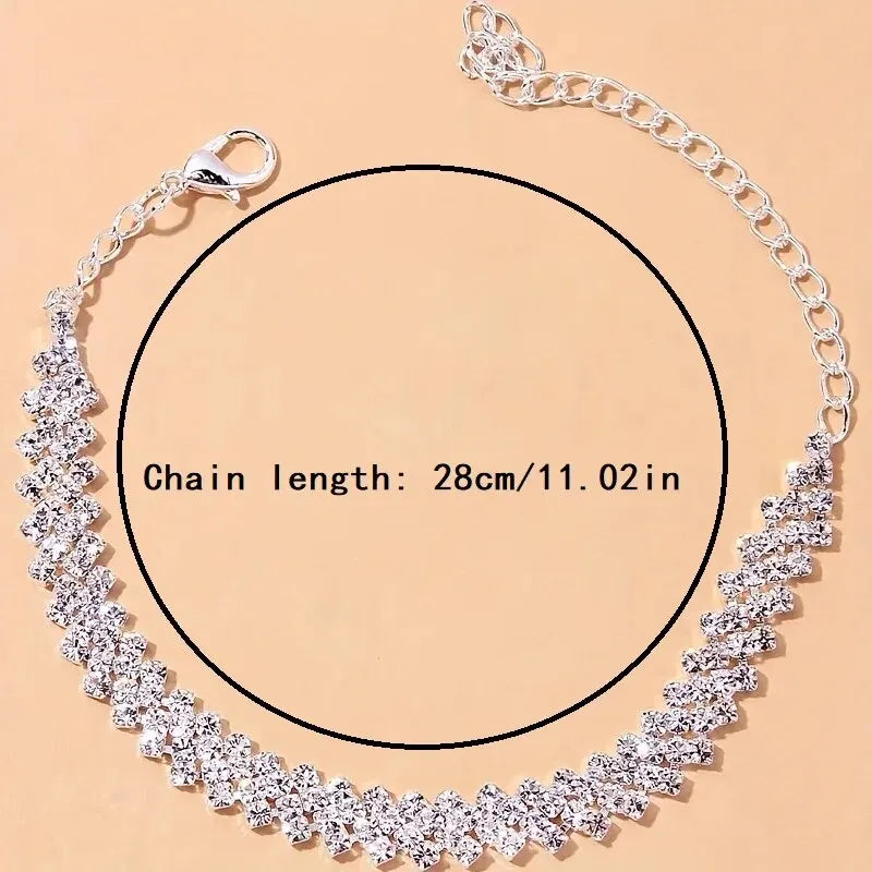 1PC Multi Color Women's Personality Irregular Diamond Water Diamond Ankle Shining Fashion Beach Foot Decoration Ankle