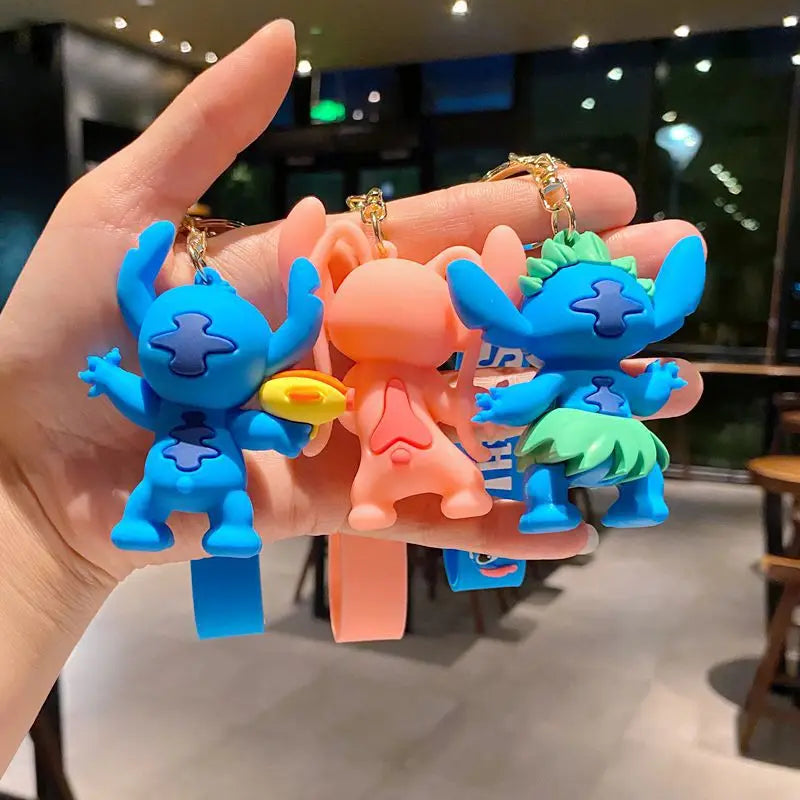 New Anime Disney Keychain Cartoon Mickey Mouse Minnie Lilo & Stitch Cute Doll Keyring Ornament Key Chain Pendant Kids Toys Gifts