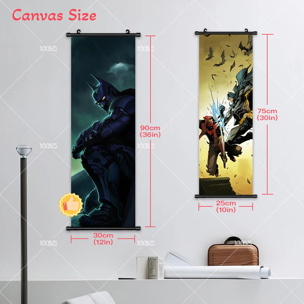 DC Comics Posters Batman Hanging Painting Justice League Canvas Wall Art Batgirl Home Decoration Anime Joker Scroll Picture Gift