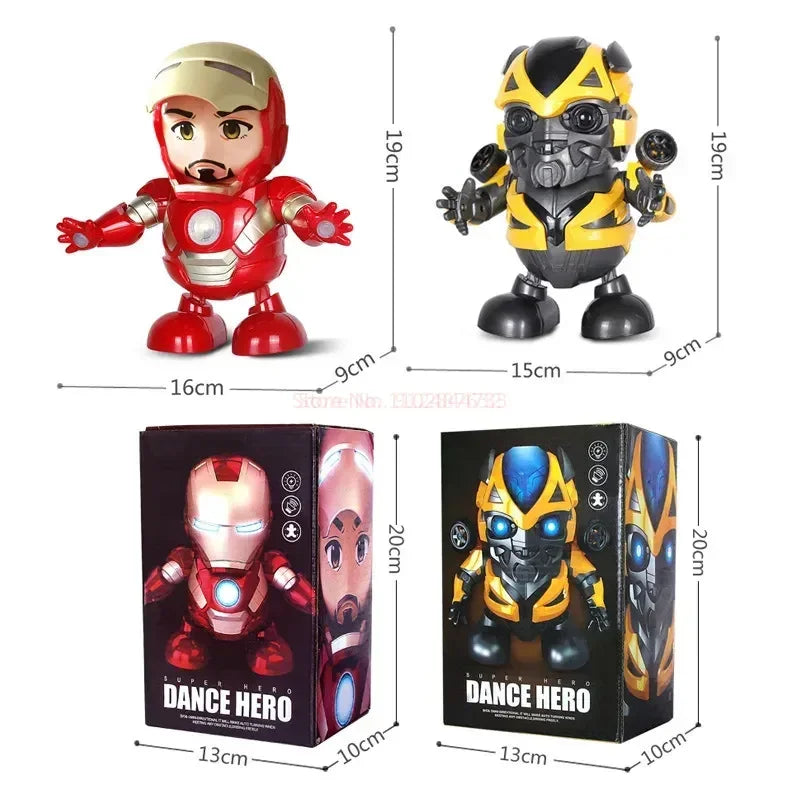 Genuine Marvel Iron Man Dance Anime Action Figures Sing Sound Led Spiderman Avengers Ironman Super Heros Robot Baby Kids Gift