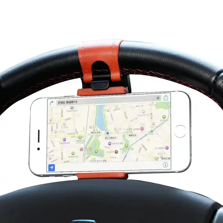 Car Phone Holder Mounted On Steering Wheel Cradle Smart Mobile Phone Clip Mount Holder Car Accessories Interior