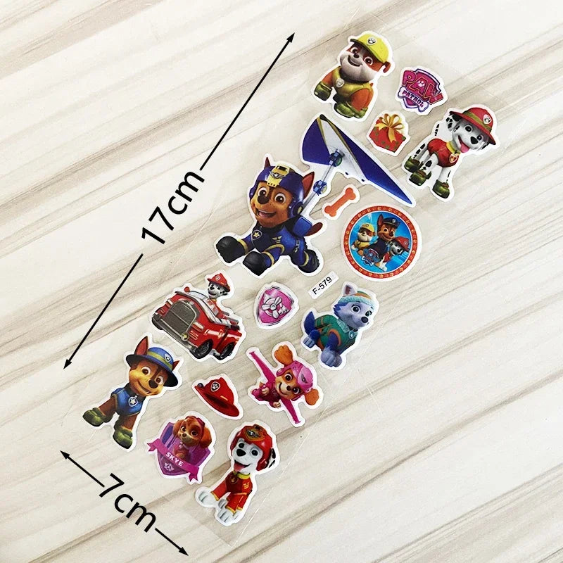 Paw Patrol Dog Toy Stickers 3D Children's Anime Cartoon Tattoo Stickers Bubble Paste Thicken The Reward Stickers Kids Toys Gifts