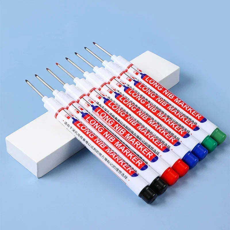 1/5 PCS Long Head Marker Marking Pen Permanent Paint Pen Set For Woodworking Decoration Deep Hole Marker Stationary Art Supplies