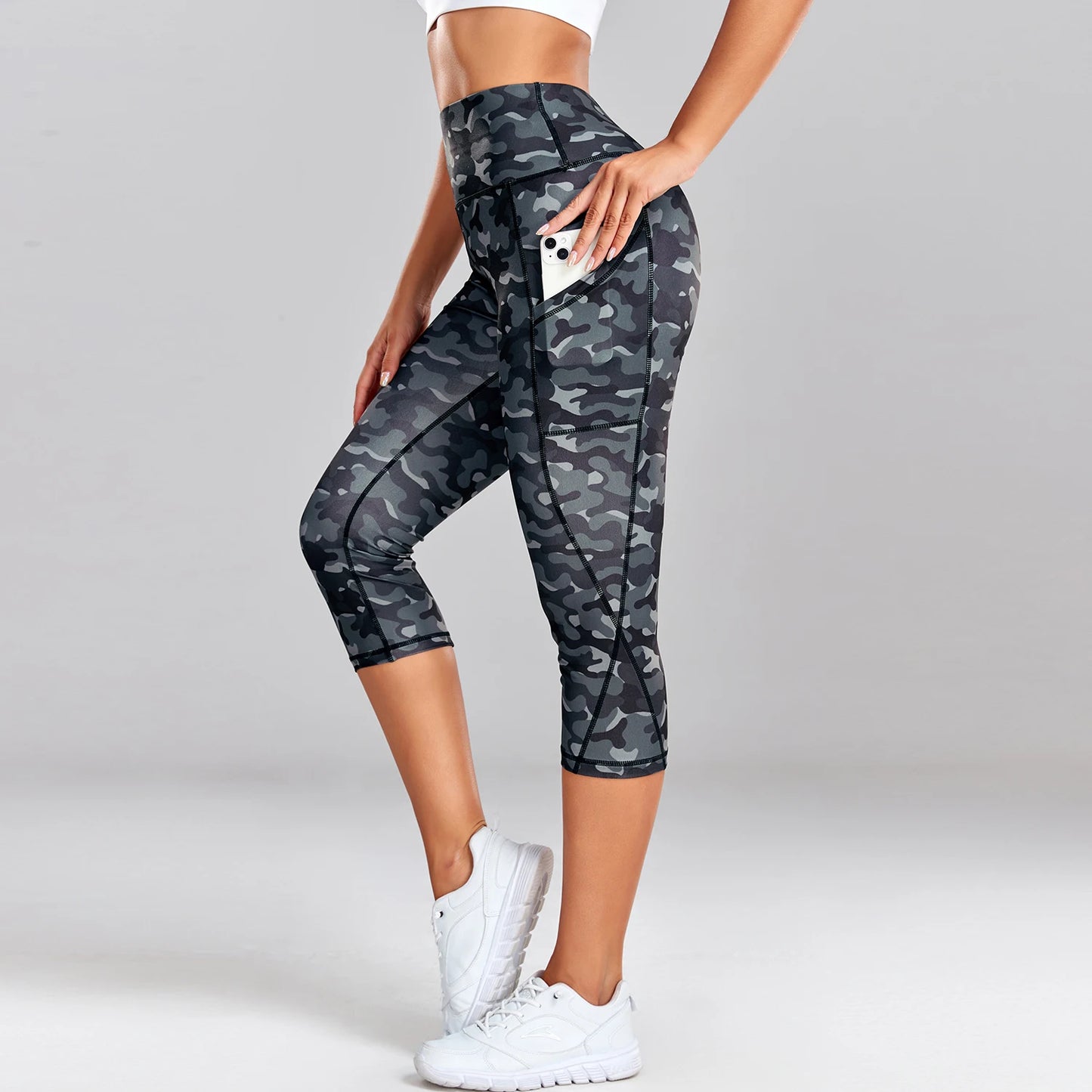 Leopard Yoga Pants Women Capris Cropped Leggings with Pocket Gym Sport Pants Camo Jogging Tights Female Fitness Clothes Tie-dye