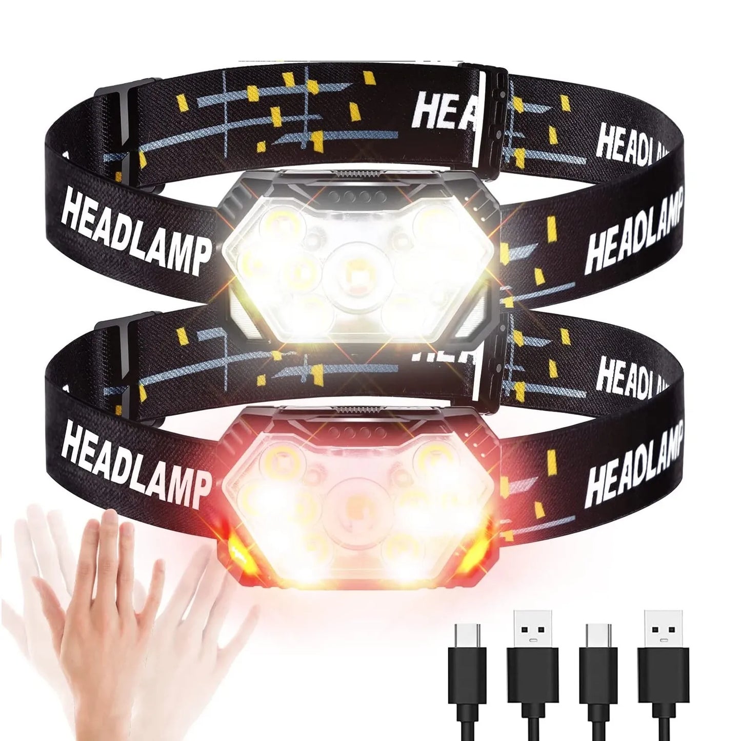 9 Led Strong Light Headlamp USB Rechageable Motion Sensor Headlight