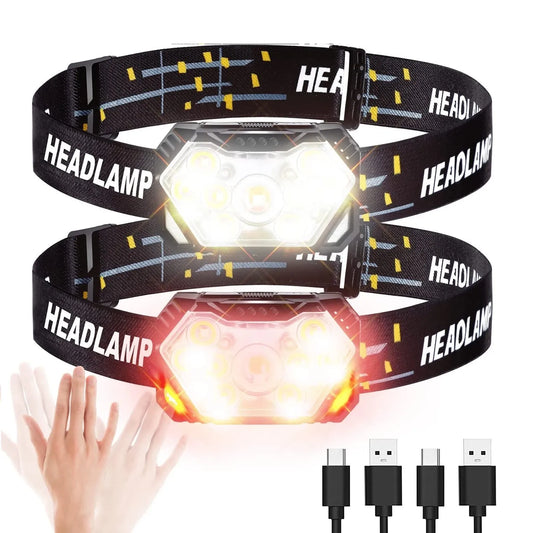 9 Led Strong Light Headlamp USB Rechageable Motion Sensor Headlight