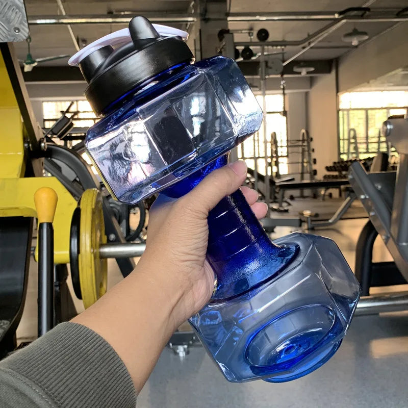 500/1500/2600ml PET Dumbbell Shaped Kettle Outdoor Fitness Cycling Water Bottle Weight Strong Water Drinks Accessories