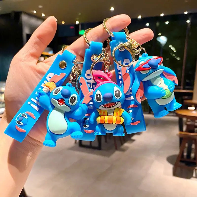 New Anime Disney Keychain Cartoon Mickey Mouse Minnie Lilo & Stitch Cute Doll Keyring Ornament Key Chain Pendant Kids Toys Gifts