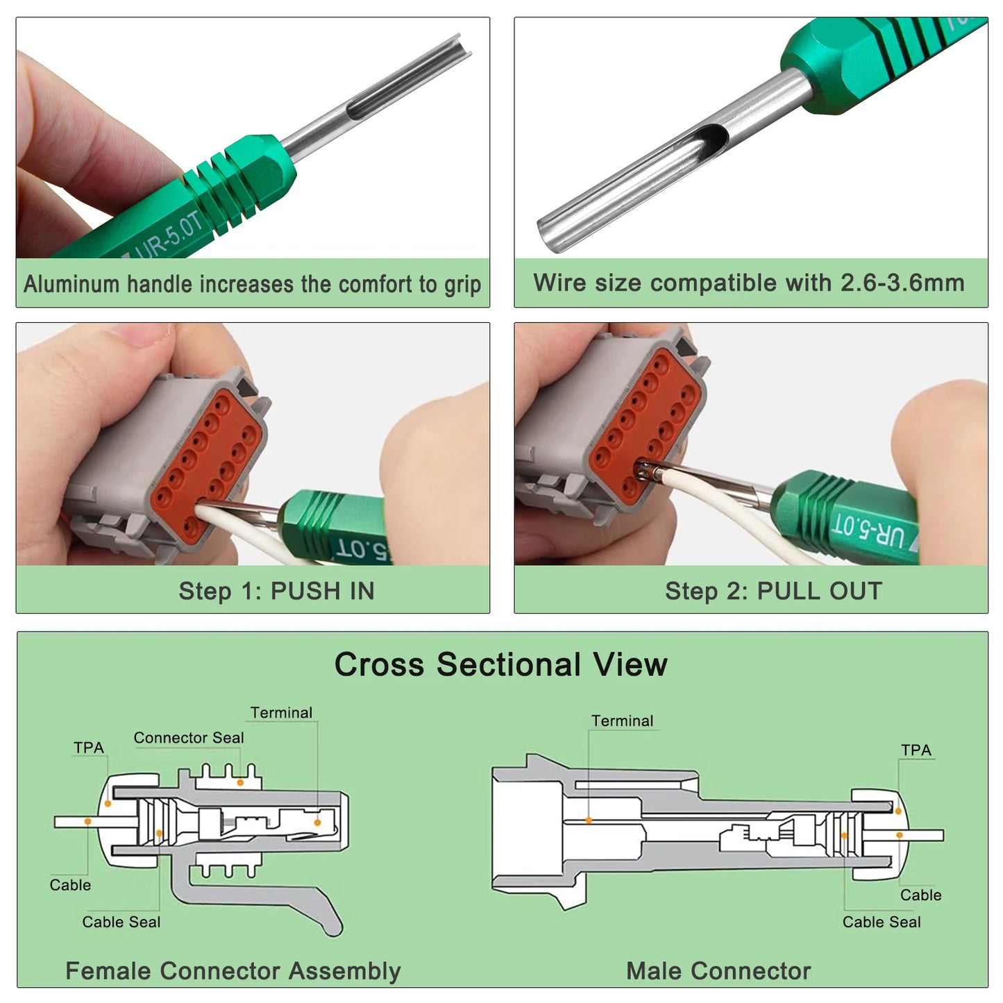 1PC Pin Removal Tool Terminal Release Tool Kit for Deutsch DT, DTM, DTP and HD Series Connectors