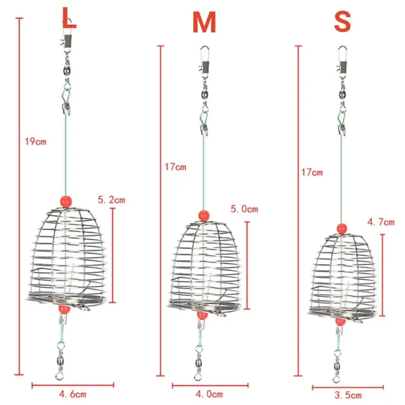 Bait Cage Fish Small Stainless Steel Bait Cage Basket Feeder HolderFishing Lure Cage Fishing Accessories Carp Fishing Bait Tools