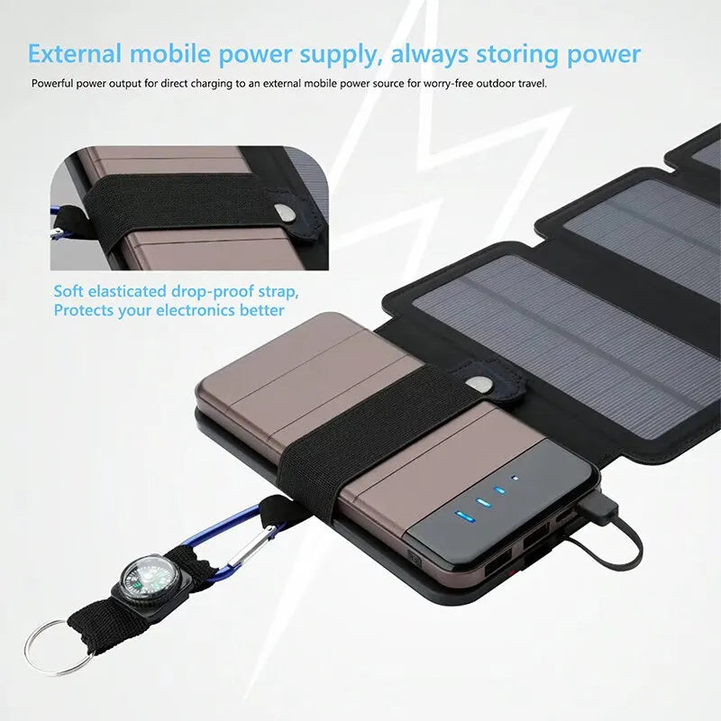 Outdoor Multifunctional Portable Solar Charging Panel Foldable 5V 1A USB Output Device Camping Tool