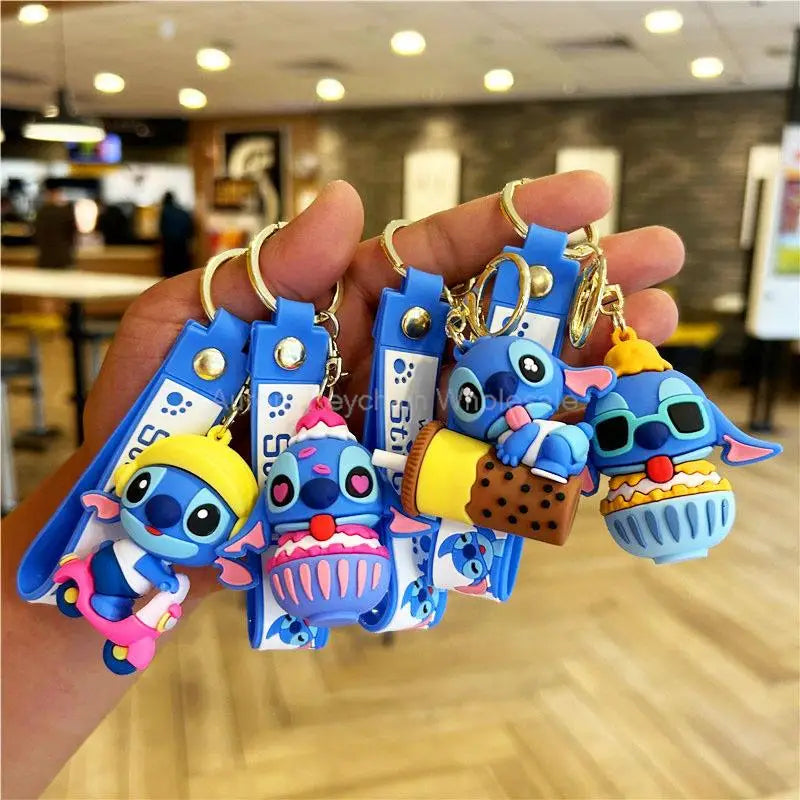 Disney Keychain Mickey Mouse Minnie Lilo & Stitch Cartoon Keyring Key Chain Car Pendant Kids Toys Gifts