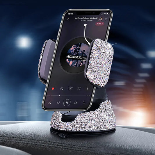 Diamond Bling Car Phone Holder Rhinestone Crystal Mount Universal Fit Mobile Holder Car Interior Accessories for Women