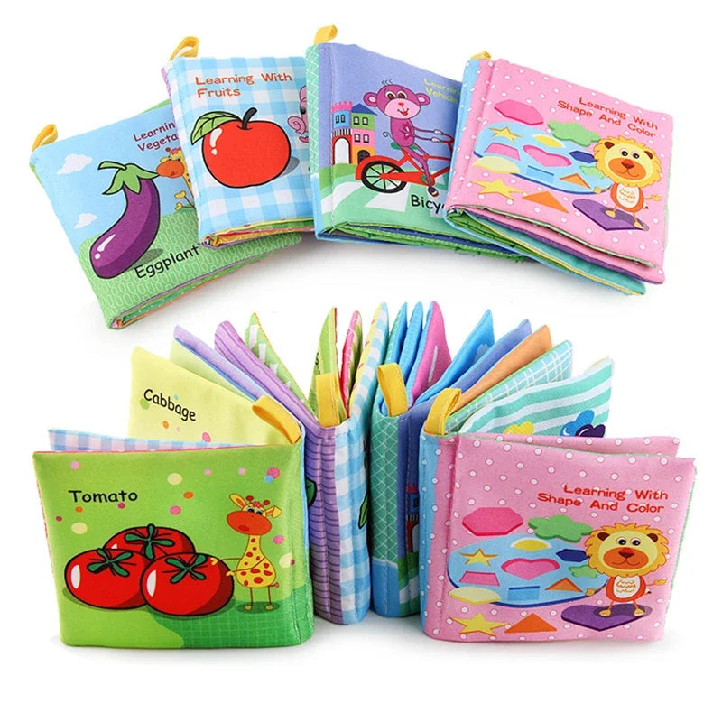 0-12 Months Baby Cloth Book Fruits Animals Cognize Puzzle Book Infant Kids Early Learning Educational Fabric Books Toys