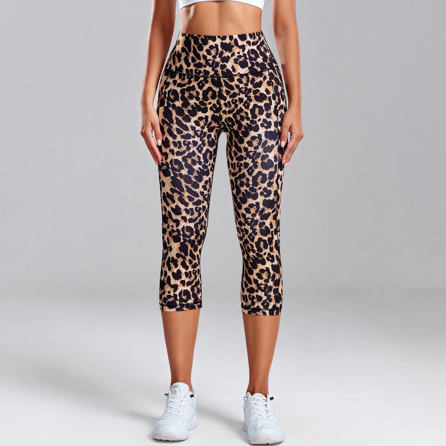 Leopard Yoga Pants Women Capris Cropped Leggings with Pocket Gym Sport Pants Camo Jogging Tights Female Fitness Clothes Tie-dye