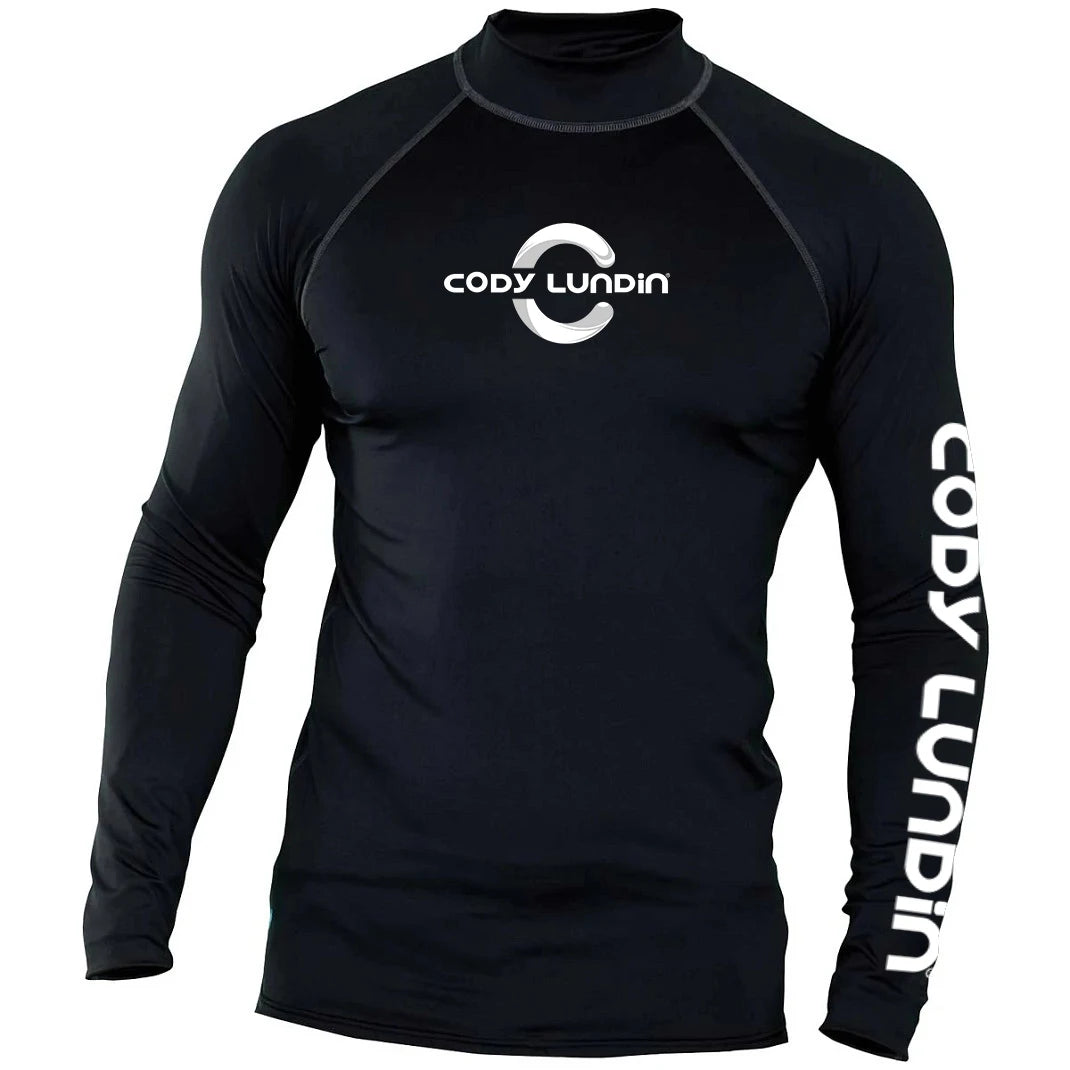 Cody Lundin Men Long Sleeve Beach UV Protection Shirt for Men Workout Swim Diving Cycling Rash Guard Quick Dry Surfing T-shirts