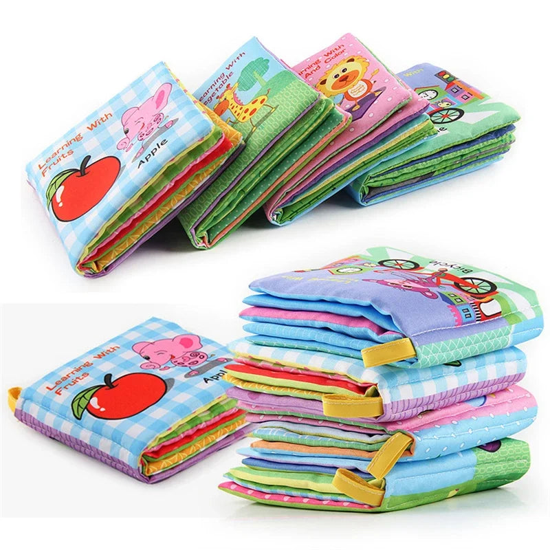 0-12 Months Baby Cloth Book Fruits Animals Cognize Puzzle Book Infant Kids Early Learning Educational Fabric Books Toys