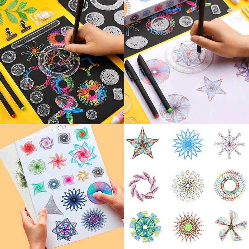 Classic Gear Spirograph Drawing Set Geometric Painting Stencils Rulers Scratch Rainbow Paper Creative Educational Kids Toys Gift