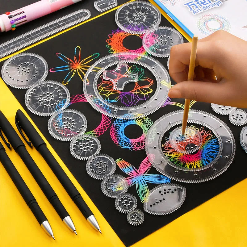 Classic Gear Spirograph Drawing Set Geometric Painting Stencils Rulers Scratch Rainbow Paper Creative Educational Kids Toys Gift