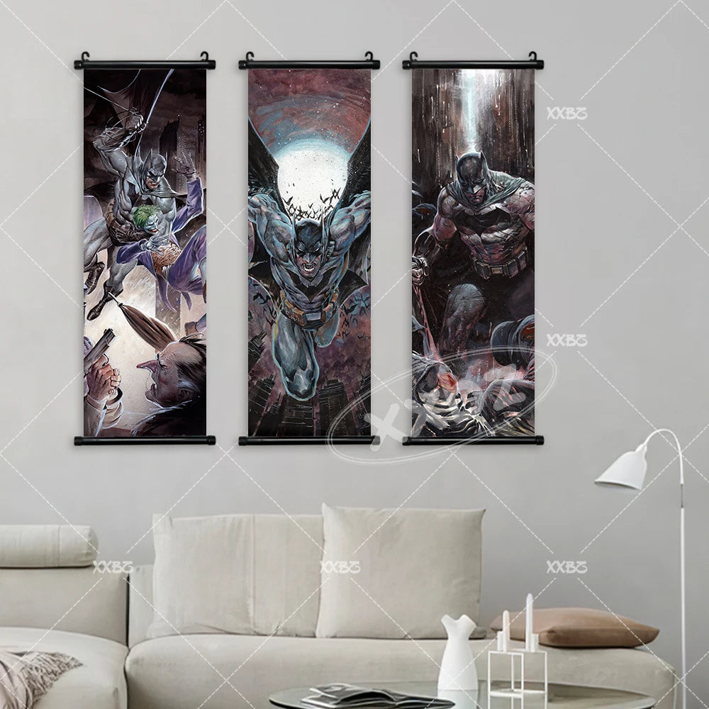 DC Comics Posters Batman Hanging Painting Justice League Canvas Wall Art Batgirl Home Decoration Anime Joker Scroll Picture Gift