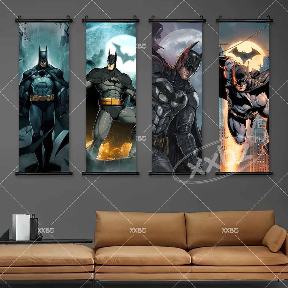 DC Comics Posters Batman Hanging Painting Justice League Canvas Wall Art Batgirl Home Decoration Anime Joker Scroll Picture Gift