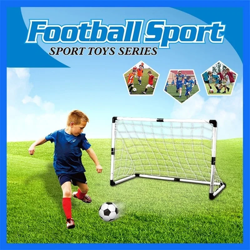 2In1 Mini Football Soccer Ball Goal Folding Post Net + Pump Kids Sport Indoor Outdoor Games Toys Kids Sports Training Equipment